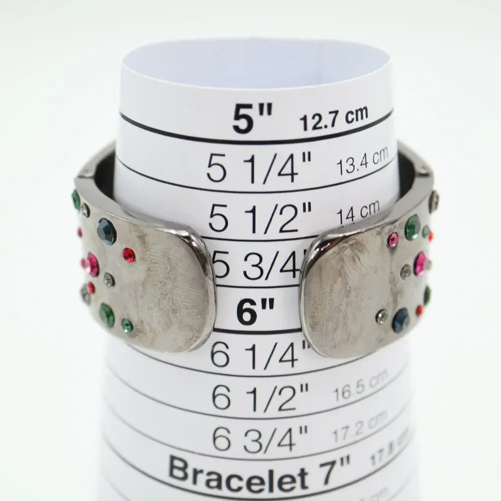 Chico's Womens Jewel Cuff Watch 32mm Blue Green Pink Gems Bangle w New Battery
